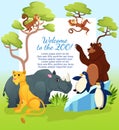 Welcome to Zoo Banner, Animals Invitation Card