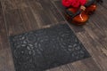 Welcome traditional style rubber doormat with guitar and red roses