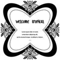 Welcome tropical banner, flower and leaves, spring concept. Vector Royalty Free Stock Photo