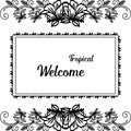 Welcome tropical banner, flower and leaves, spring concept. Vector Royalty Free Stock Photo