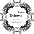 Welcome tropical banner, flower and leaves, spring concept. Vector Royalty Free Stock Photo