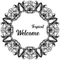 Welcome tropical of template, flowers and leaves, various design card. Vector Royalty Free Stock Photo