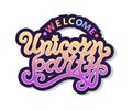 Welcome Unicorn Party text as logotype, badge, patch, icon