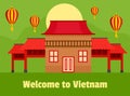 Welcome Vietnam background, flat style