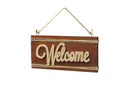 Welcome vintage brown rusty wooden sign on a white background Royalty Free Stock Photo