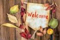 Welcome word with autumn theme Royalty Free Stock Photo