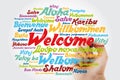 WELCOME word cloud with marker in different languages, conceptual background Royalty Free Stock Photo