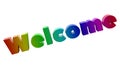 Welcome Word 3D Rendered Text With Bold, Funny Font Illustration Colored With RGB Rainbow Gradient