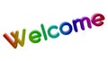 Welcome Word 3D Rendered Text With Round Font Illustration Colored With RGB Rainbow Gradient