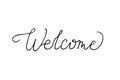 Welcome word. Hand drawn lettering with black letters and calligraphy. the concept of welcome and hospitality. Vector illustration Royalty Free Stock Photo