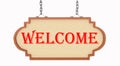 Welcome word on retro sign isolated in white background - 3d rendering Royalty Free Stock Photo