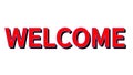 Welcome word text in red colour flocking effect
