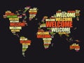WELCOME World Map in Typography word cloud