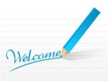Welcome written on a pice of paper. illustration