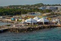 The welcoming center as you disembark a cruise ship with souvenir stands in Curacao