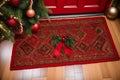Welcoming Christmas Vibrant Patterns on Festive Doormats.AI Generated