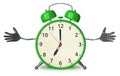 Welcoming green alarm clock