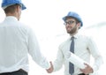 Handshake architect and civil engineer Royalty Free Stock Photo