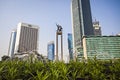 Welcoming Monument Tugu Selamat Datang in Hotel Indonesia runabout, a famous landmark of Jakartay