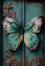 The Welcoming Mystery: A Simplified Deity with Open Wings on a Distressed Butterfly Door Book Cover for Springtime