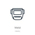 Weld icon. Thin linear weld outline icon isolated on white background from industry collection. Line vector weld sign, symbol for Royalty Free Stock Photo