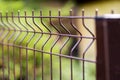 Welded metal wire mesh fence closeup