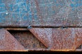 Welded rusty metal sheets, close up. Royalty Free Stock Photo