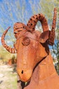 Welded steel sculpture of a bighorn sheep by Ricardo Breceda