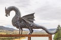 Welded steel sculpture of a dragon