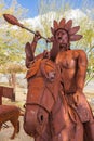 Welded steel sculpture of a Native American on a horse by Ricardo Breceda