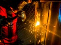 Workers are welding structural steel. Royalty Free Stock Photo