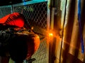 Workers are welding structural steel. Royalty Free Stock Photo