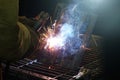 Welder, craftsman, erecting technical steel Industrial steel welder