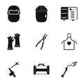 Welder equipment icon set, simple style