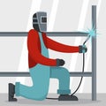 Welder icon, flat style Royalty Free Stock Photo