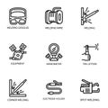 Welder icon set, outline style