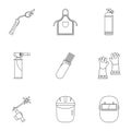 Welder icon set, outline style