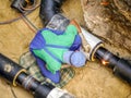 Welder joining heating installation pipes