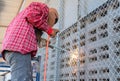 Elding a net door with flash sparks