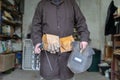 Welder in a mechanical workshop. An employee while working at th