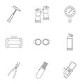 Welder profession icon set, outline style