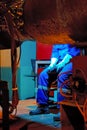 Welder resting during a break at work. Royalty Free Stock Photo