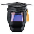Welder Training and Qualification concept. Welding helmet with g Royalty Free Stock Photo