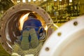 Welder in a tube Royalty Free Stock Photo
