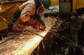 Welder used grinding stone Royalty Free Stock Photo