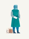 Modern Welder in Protective Cloth Flat Vector