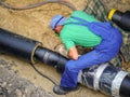 Welder joining heating installation pipes