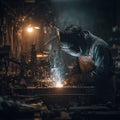welder at work in factory Royalty Free Stock Photo