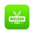 Welder work icon green vector