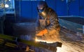 Welder work inside of plant Royalty Free Stock Photo